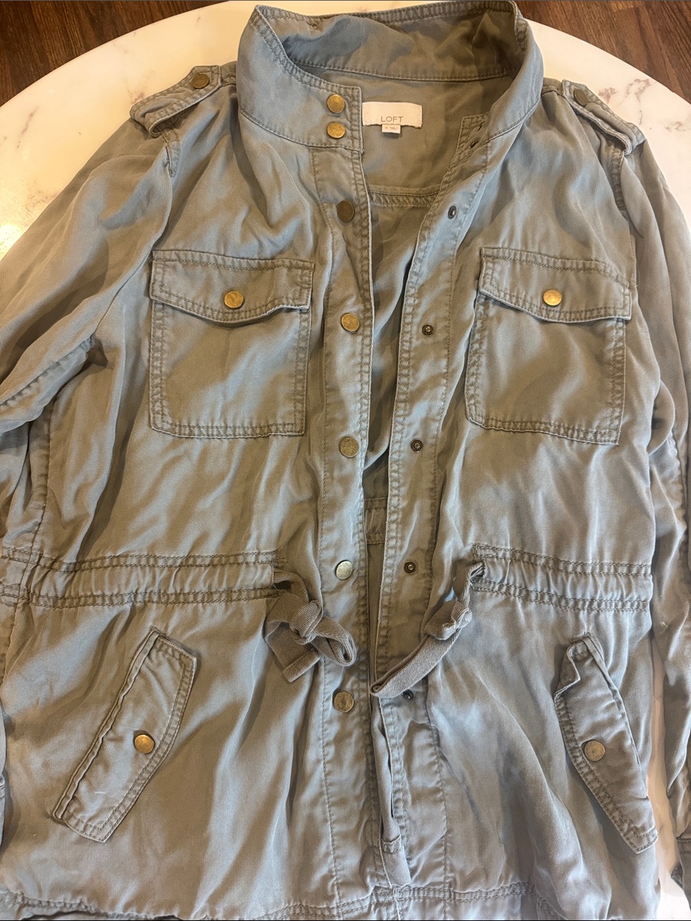 LOFT Light Olive Utility Drawstring Jacket - Picture 2 of 3